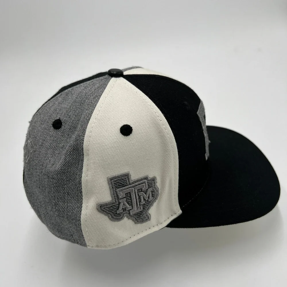 Pro Standard Texas AM Aggies Snapback Hat Black White Grey Wool Leather Button